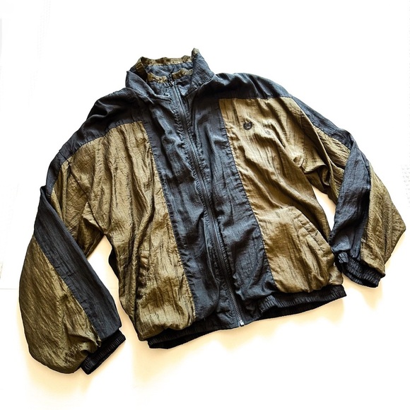Givenchy Other - Vintage Givenchy Logo Bomber Windbreaker Jacket Olive & Navy L